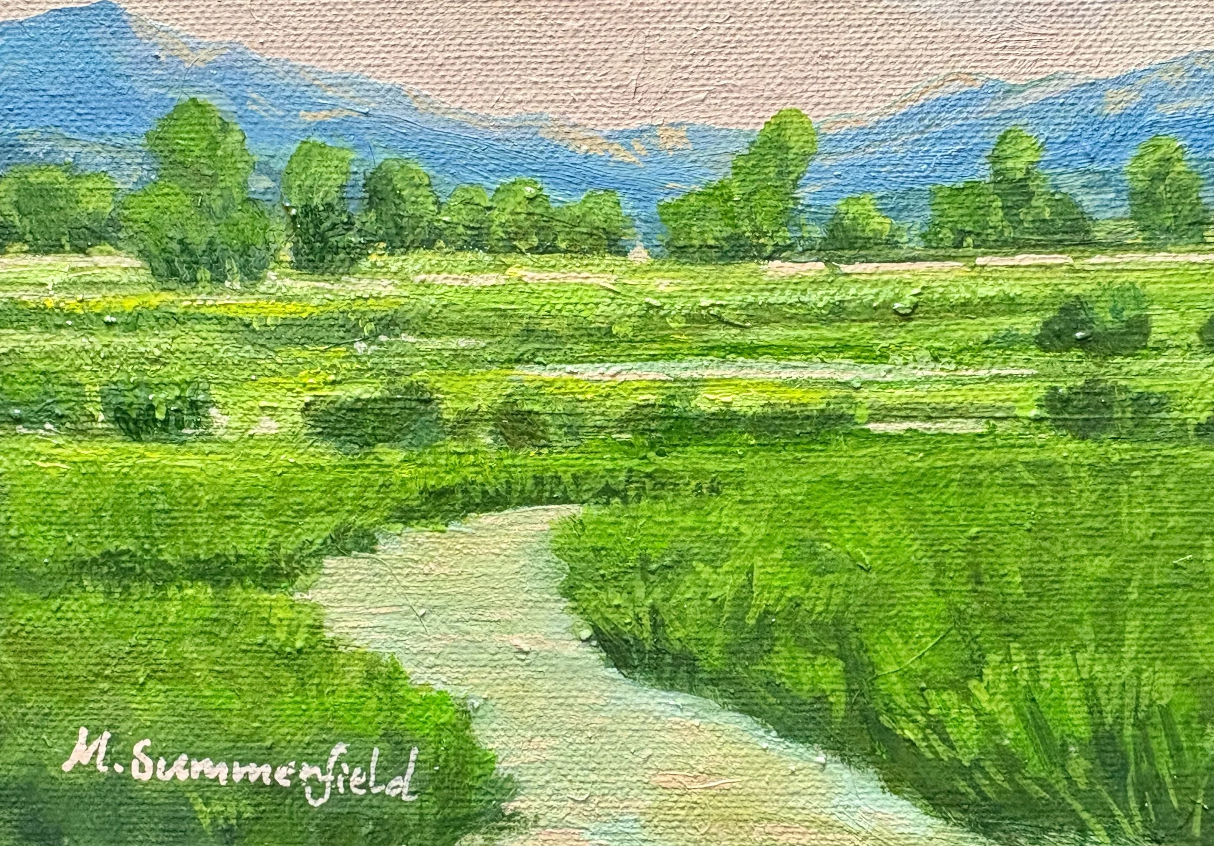 A Soft Road Home: Impressions from Cherry River Bozeman 5x7 Oil $225