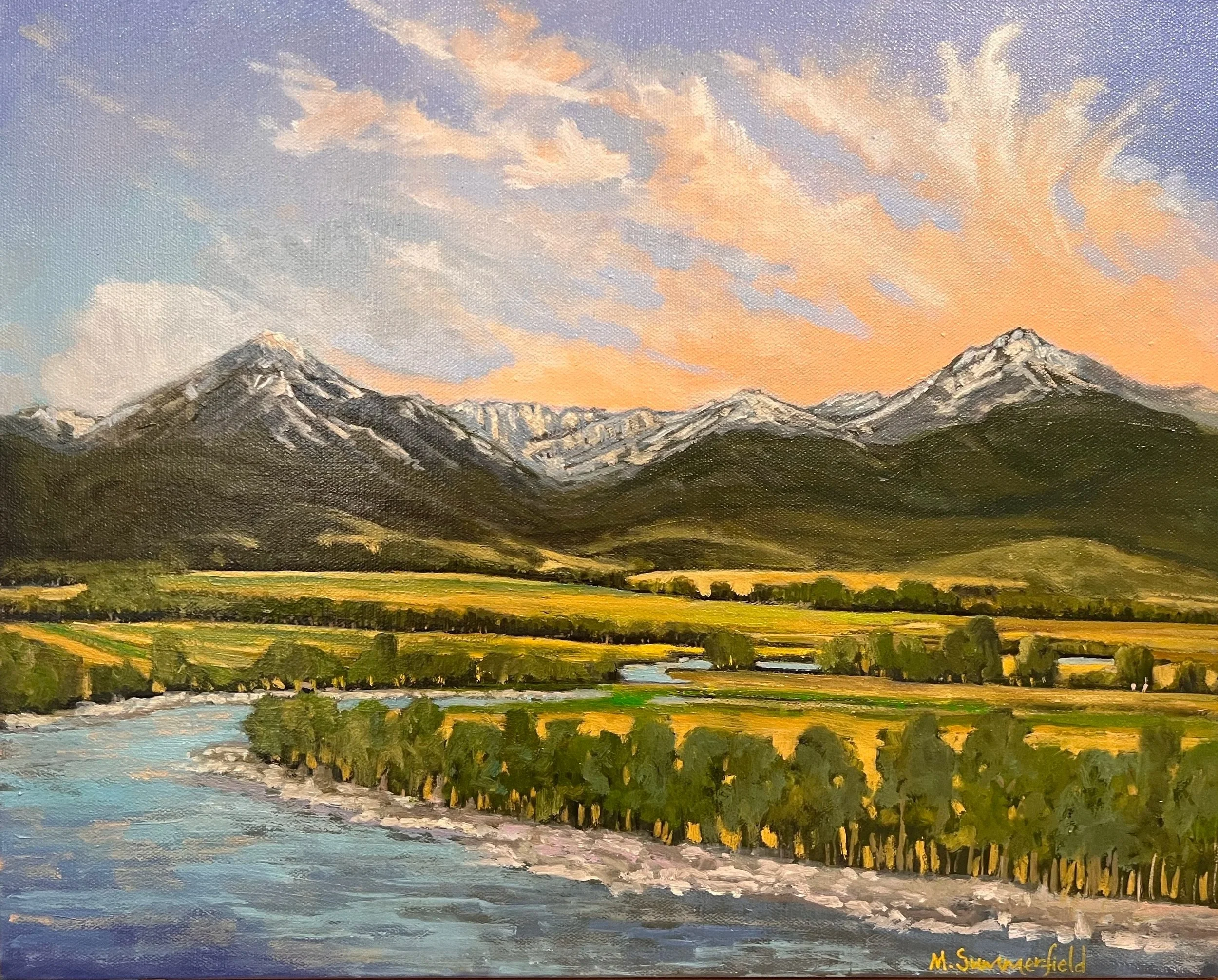 MALLARDS REST YELLOWSTONE RIVER PARADISE VALLEY, MT 16X20 OIL 2023 $1000