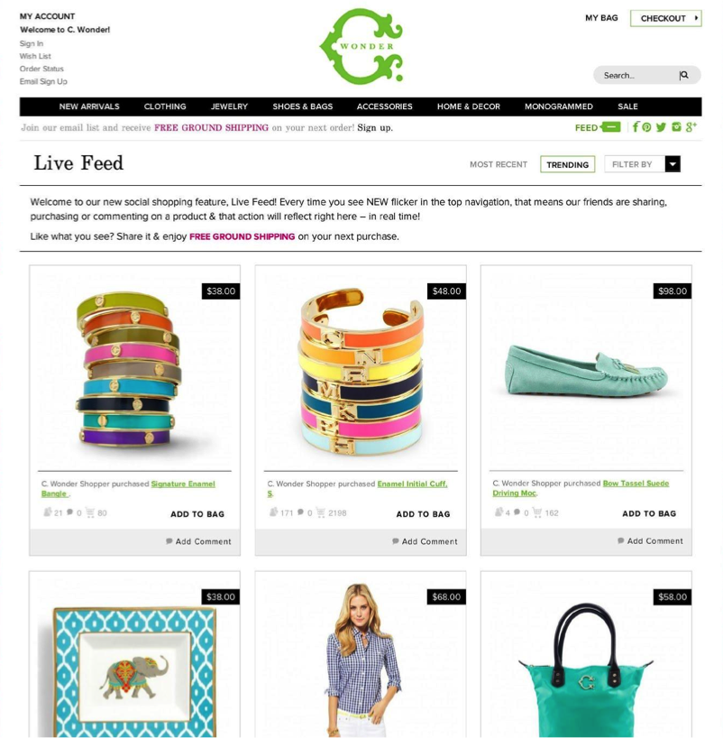 Trendings products feed