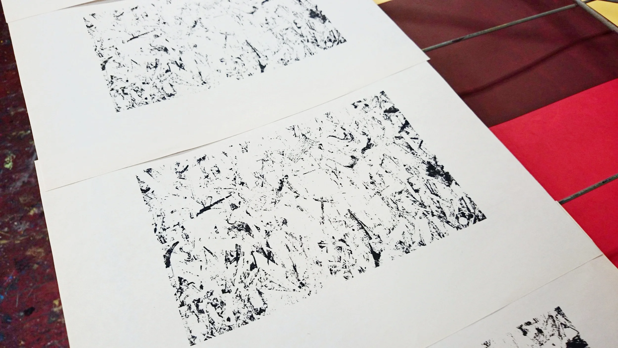 Layer 1 artwork in black printed on newsprint paper.