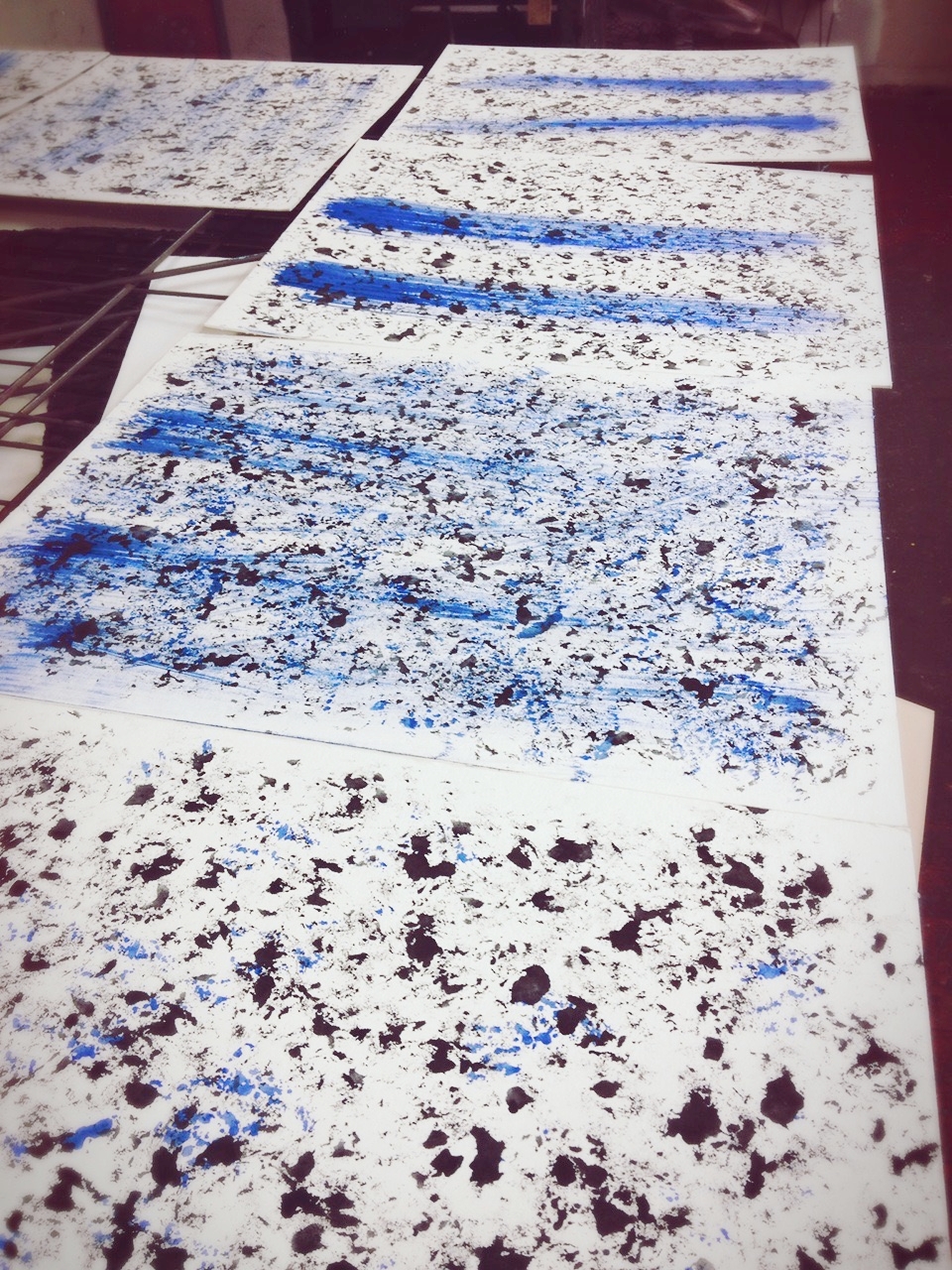 Added cobalt blue acrylic ink.