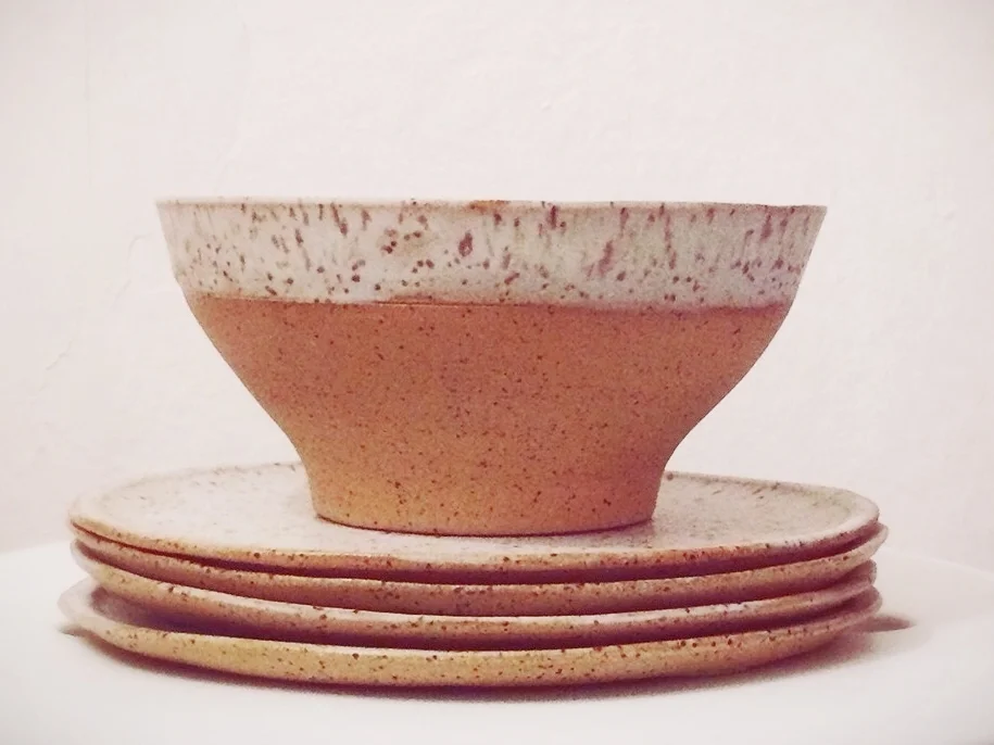 Speckled Clay Bowls and Plates