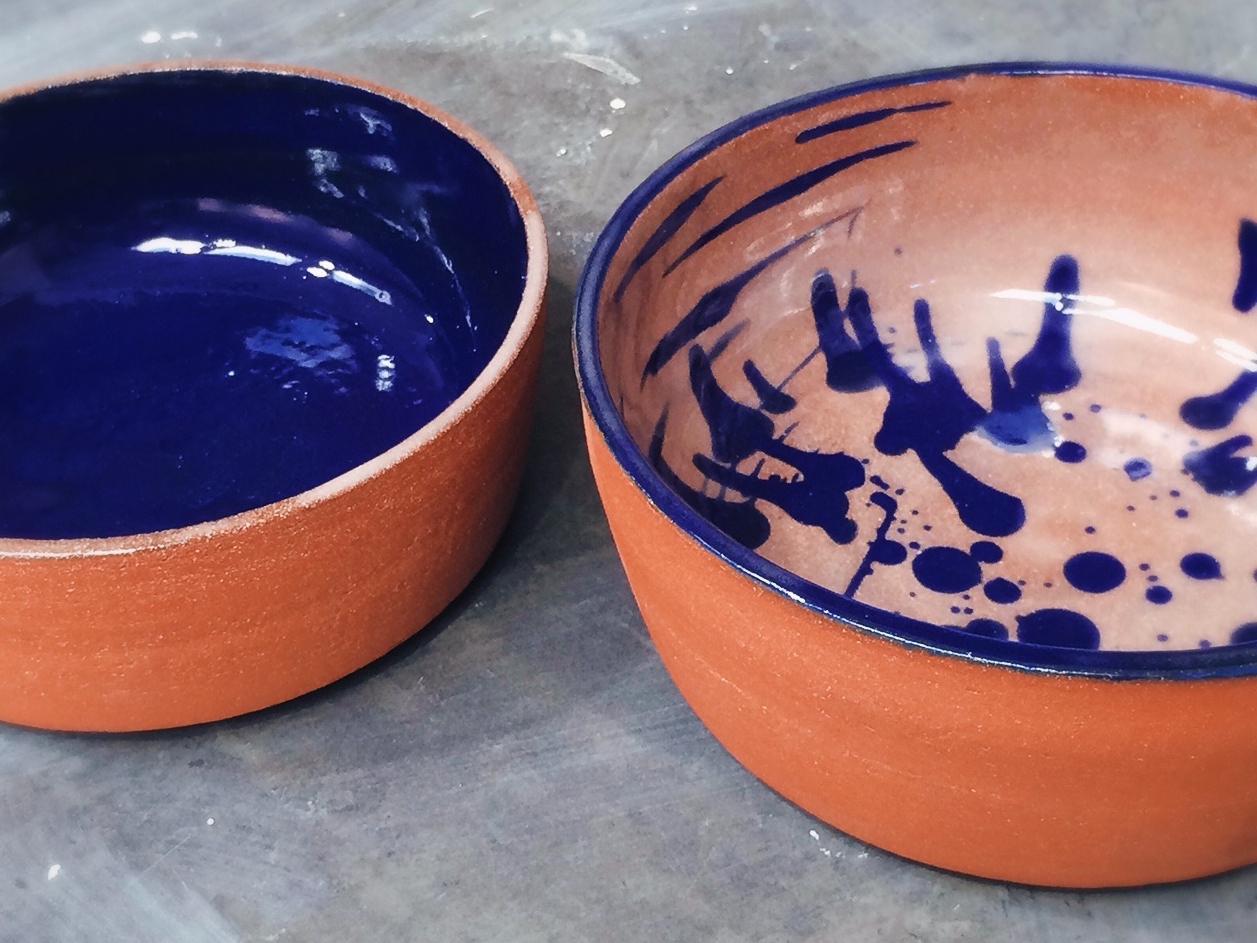 Cobalt Blue on Deep Terracotta Nesting Bowls