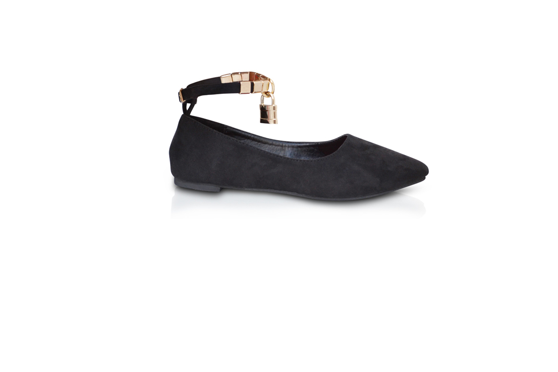 Black flat ankle strap shoe No.3 