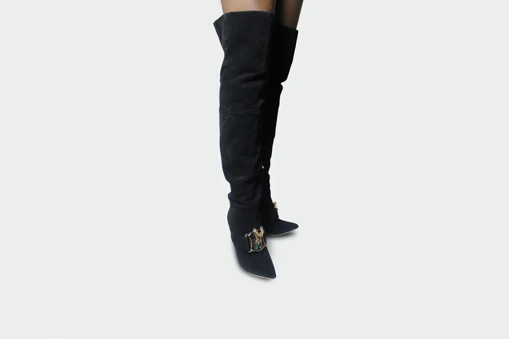 Womens black thigh high boots