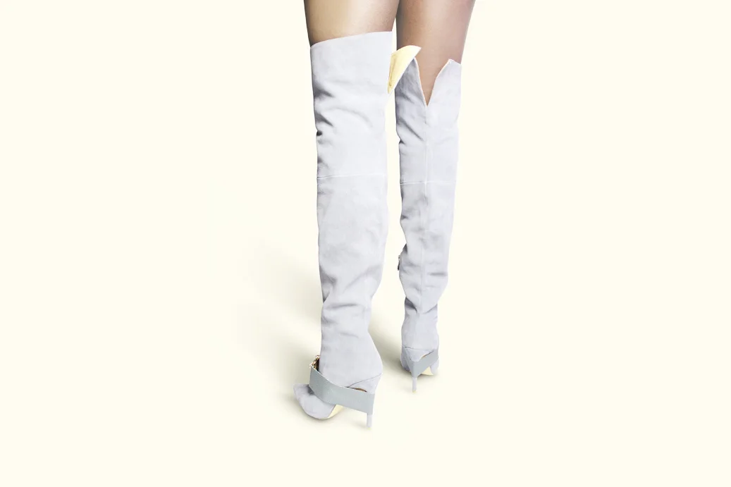 Grey stiletto heel boot