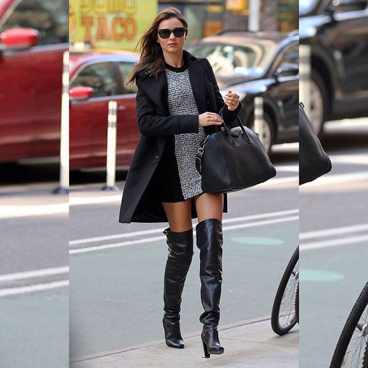 over the knee leather boots outfit