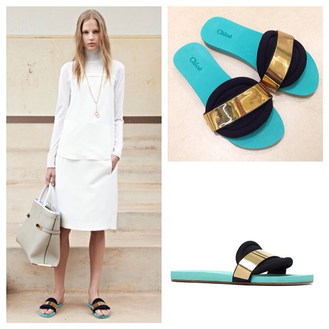 Chloe turquoise slide sandals