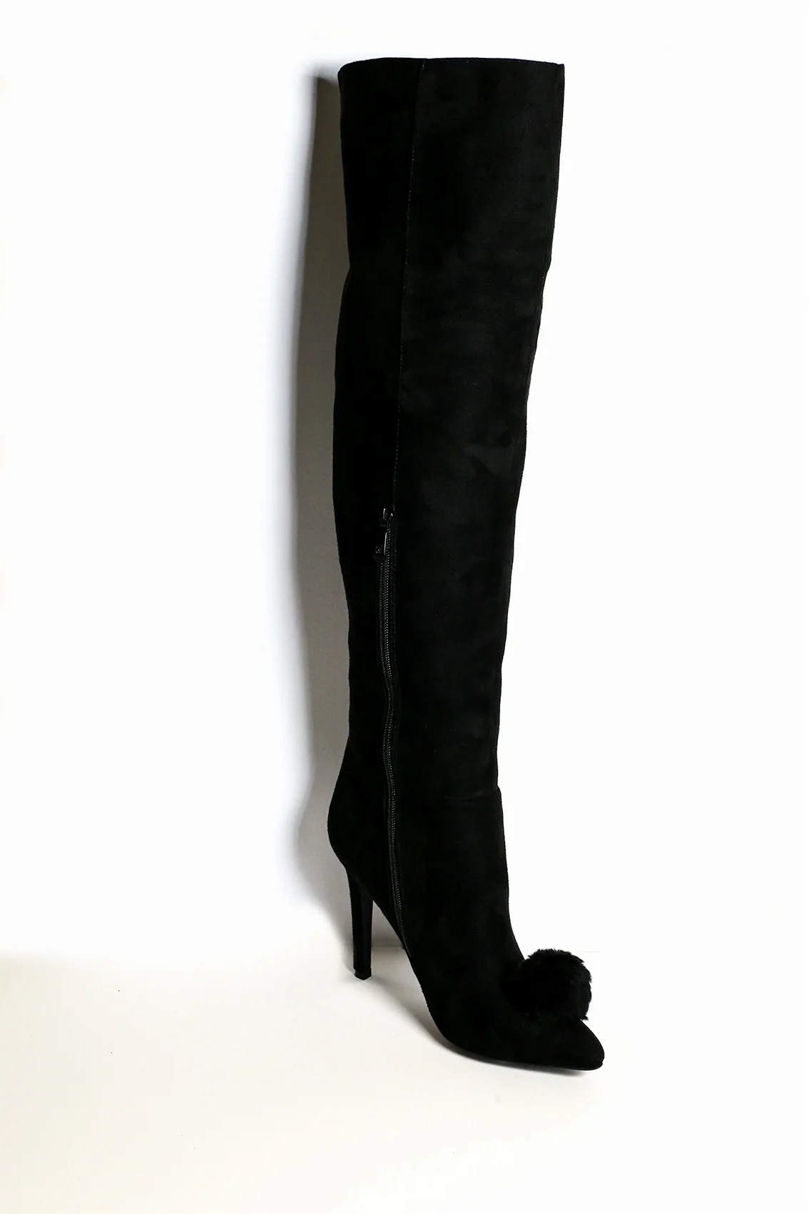 Black pom pom boots