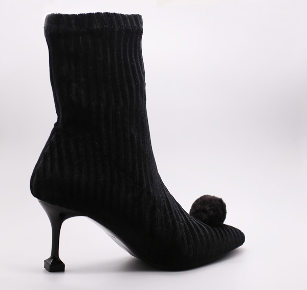 black velvet heeled boots
