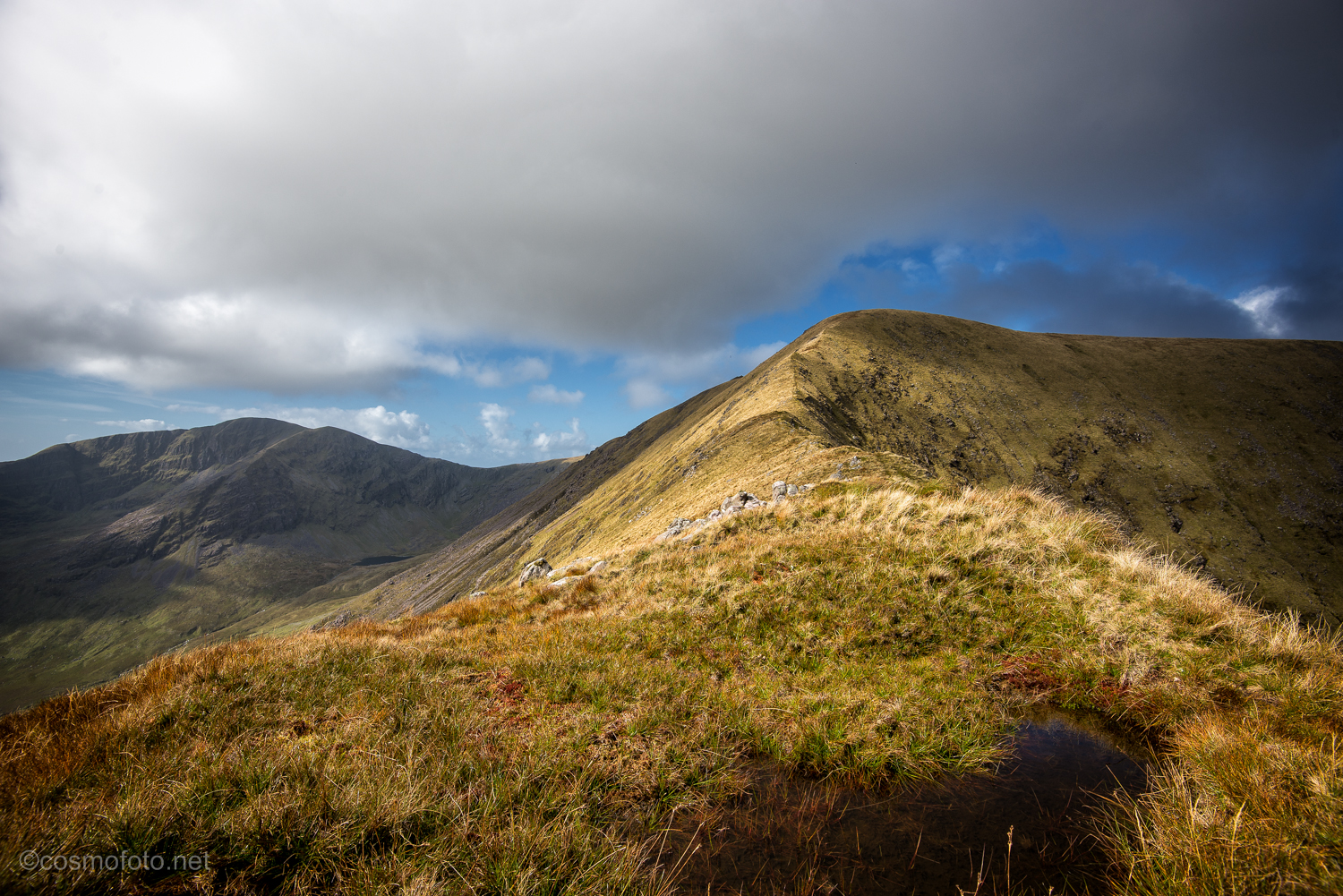 View along the ridge, Mweelrea is the summit on the far left