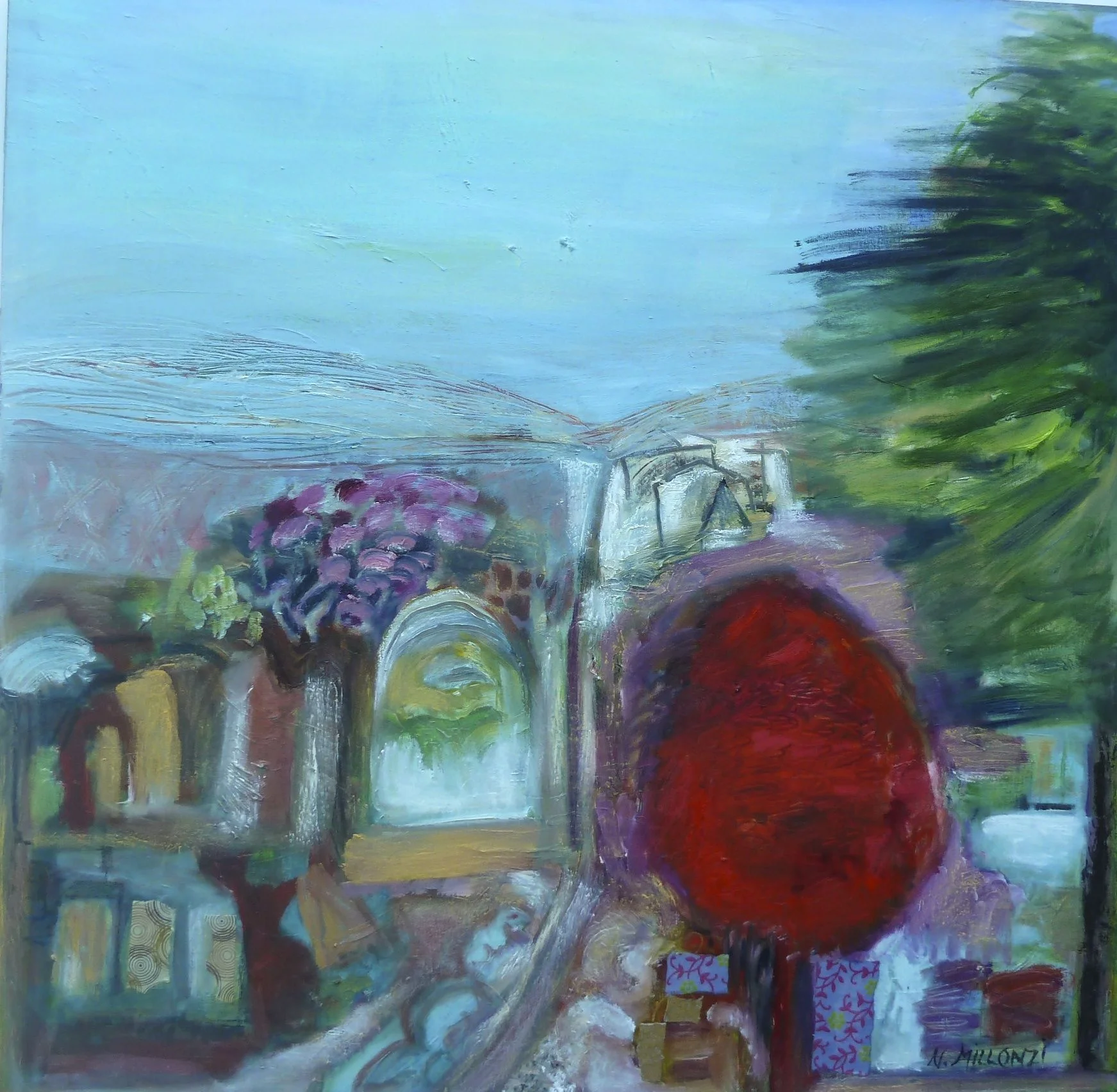 Red Tree   36"x36"    oil on canvas