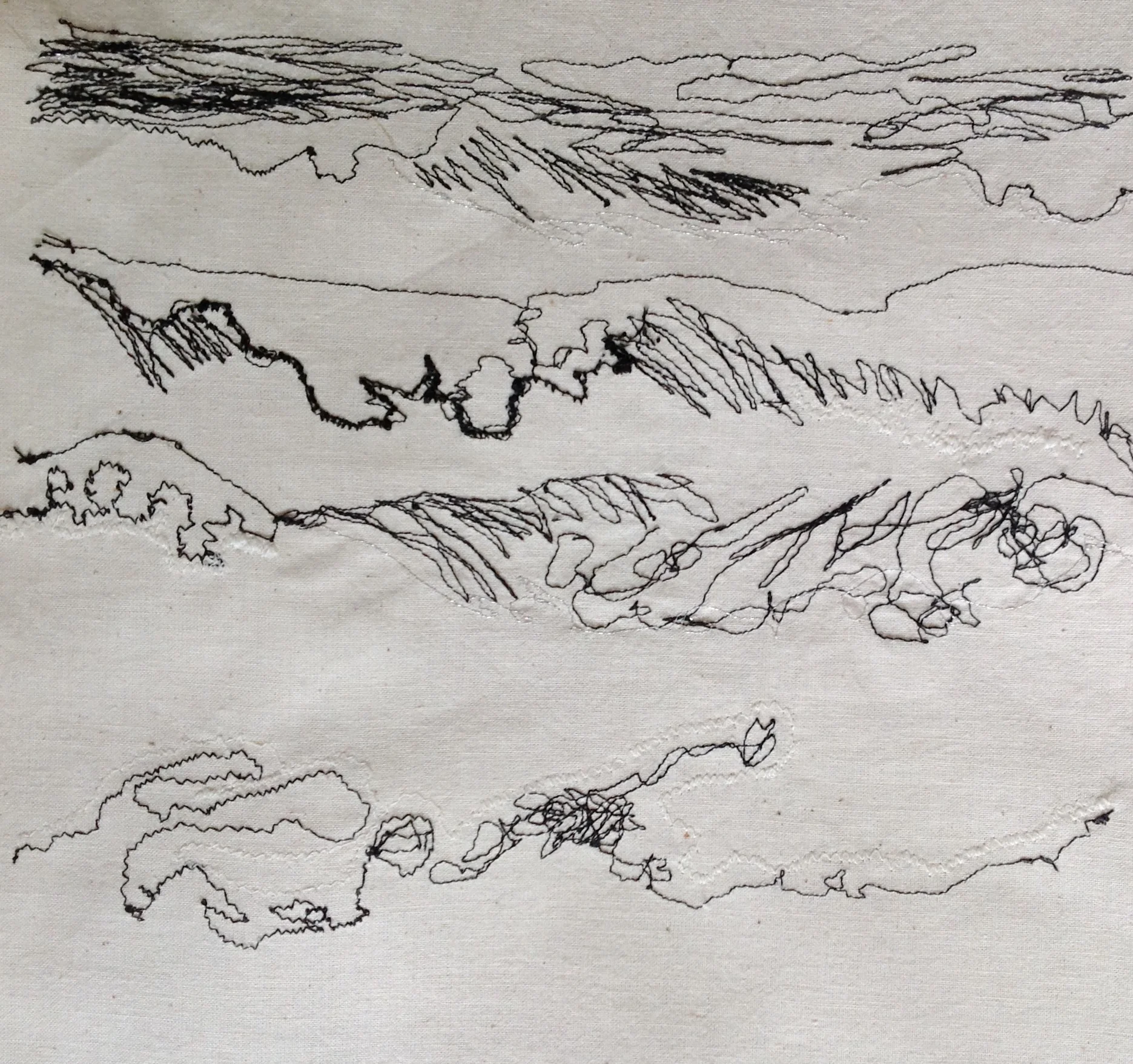 Machine-stitched drawing