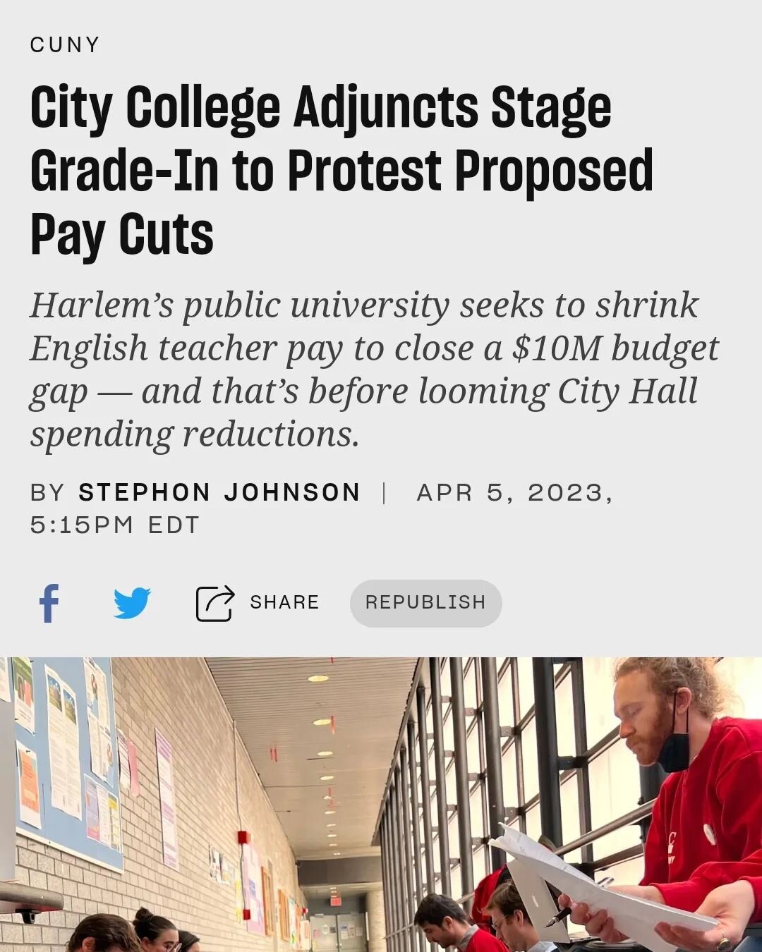 We are beginning to feel the CUNY budget cuts. I'm interviewed in this article about what that means for me and my students. Many parts of CUNY are going to be expected to do more/the same with less.

I feel really lucky to work in such a great depar
