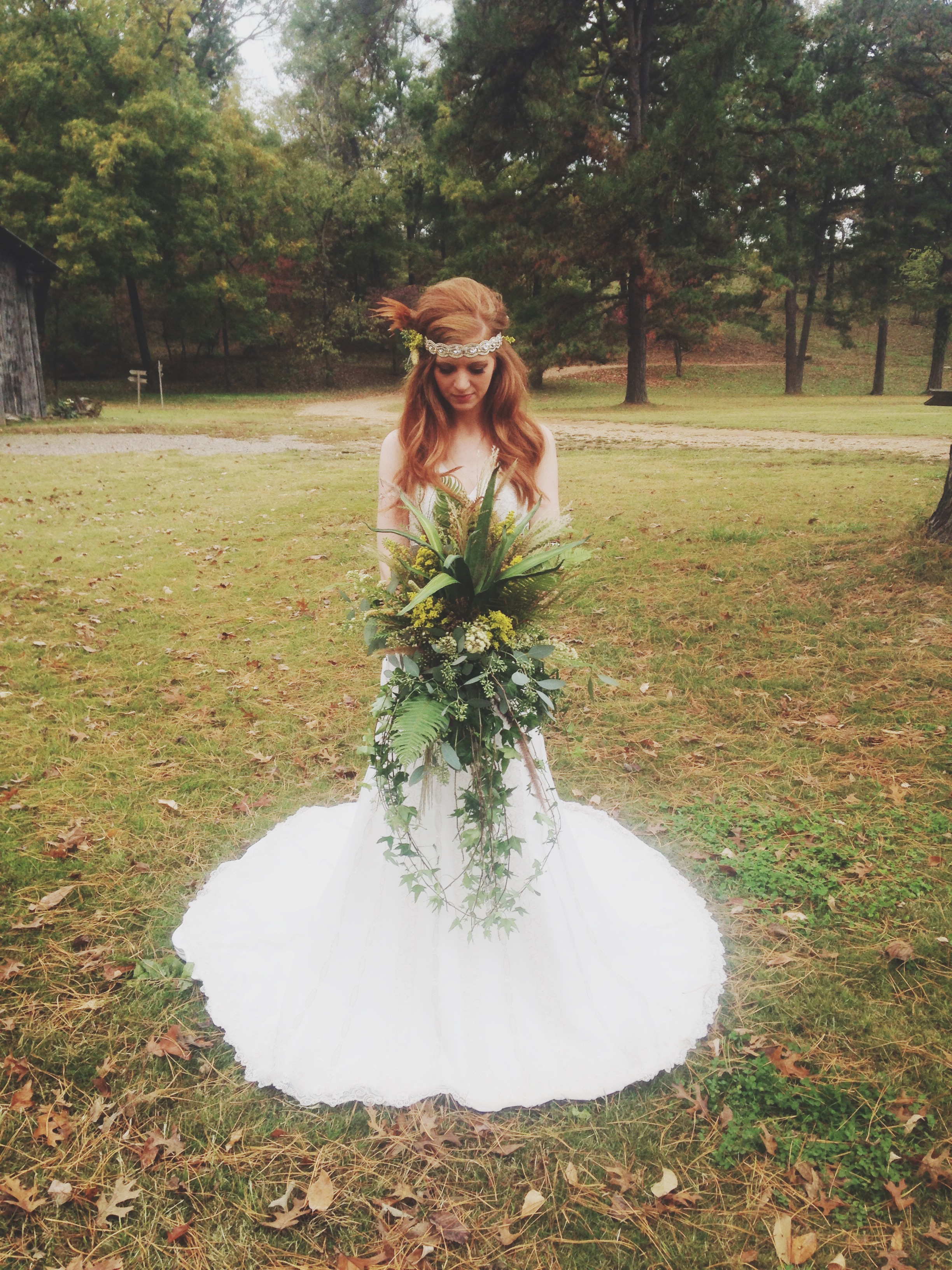 Our dresses for the shoot were from Formal Affairs , and they were stunning. The bouquet, headpieces and all flower arrangements were made by our fabulous floral designer, Ginger. 
