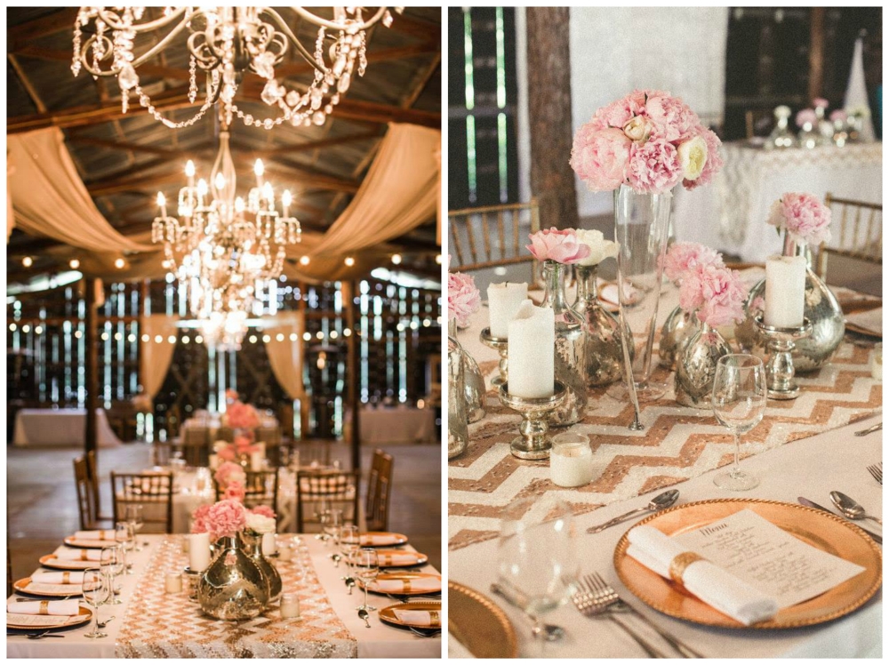 Twin Town Studios . Nikki + Scott 's sparkly pink and gold wedding was one of our most talked about from 2014. And rightfully so! This wedding had it all: sequins, chevron, peonies, a beautiful drink display, a pink candy buffet and a seriously stunning couple. Love!