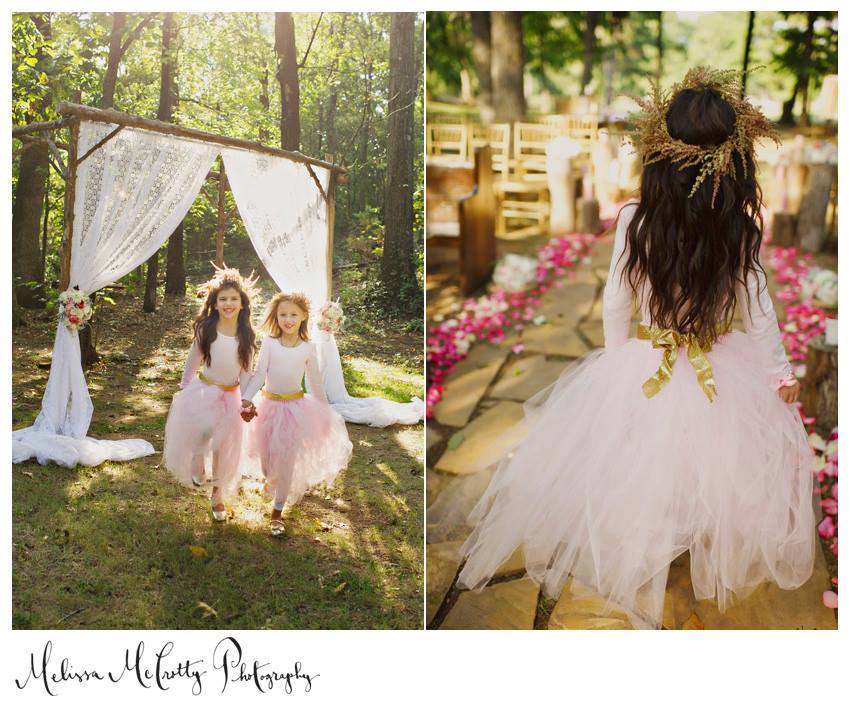 Melissa McCrotty Photography , from mine + Richard 's wedding at The Barn. Our floral designer, Ginger, made my flower girls the cutest astilbe flower crowns. I have one hanging in my dining room, and it still makes me smile! <3