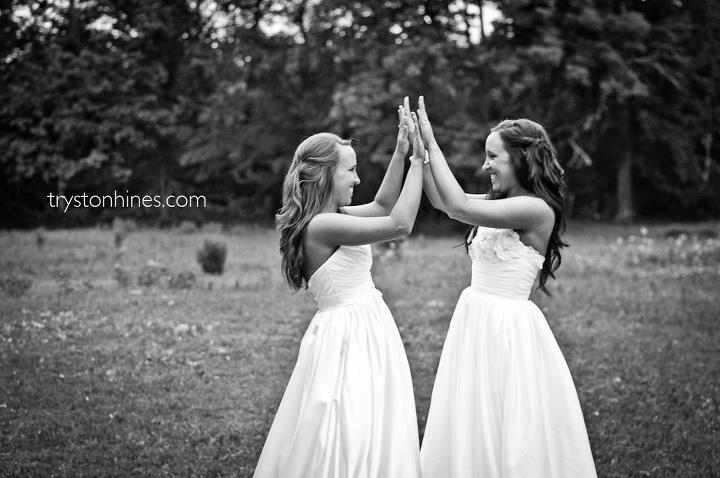 Tryston Hines Photography . Twin brides! It doesn't get more fun than this. 