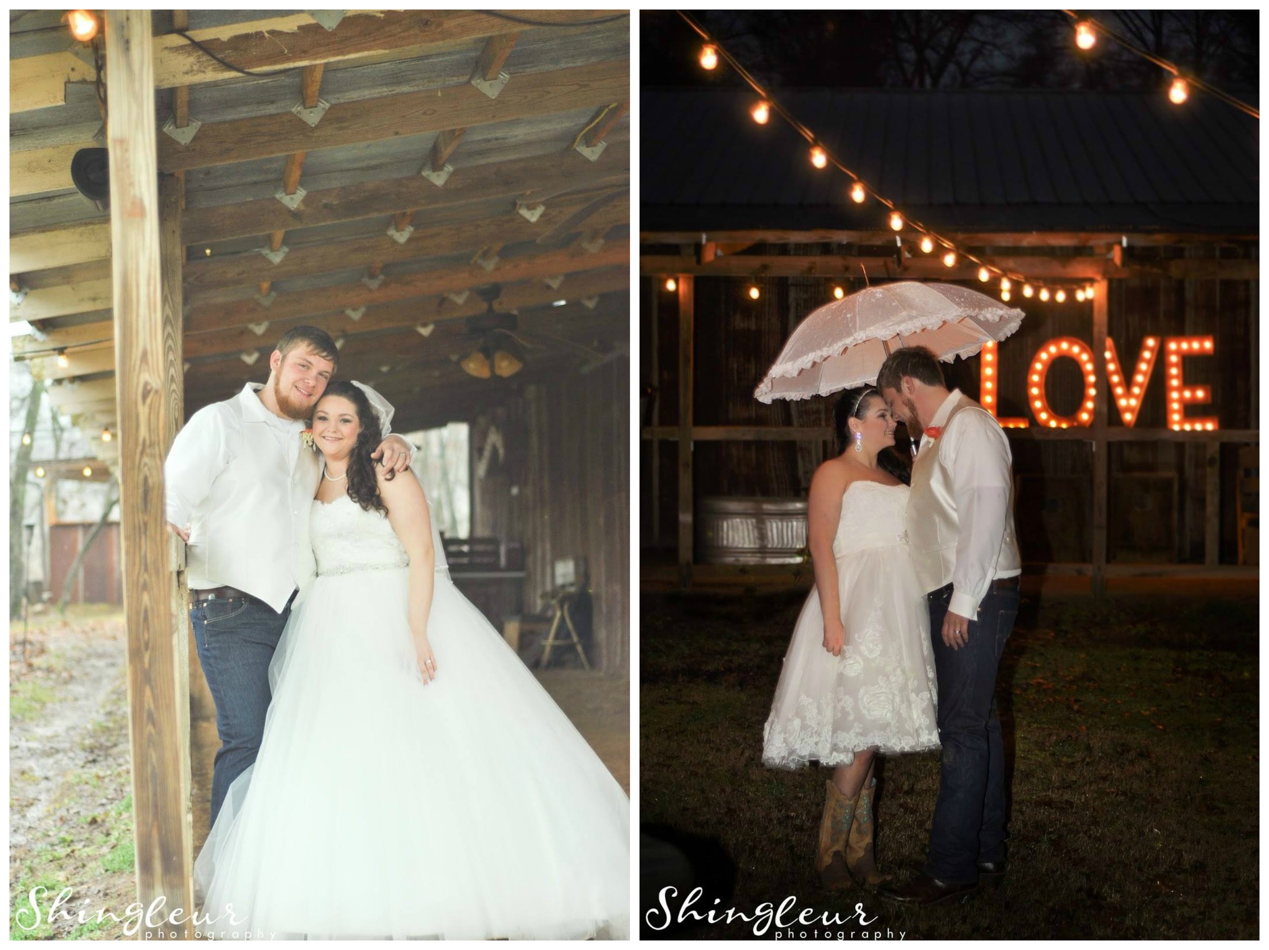 Shingleur Photography , from Brittany + Tyler 's wedding at The Barn. The only thing better than one gorgeous dress? Two of them! Brittany changed from this fairy tale ballgown into this short, sweet number for her reception. I can't decide which one I love more! 