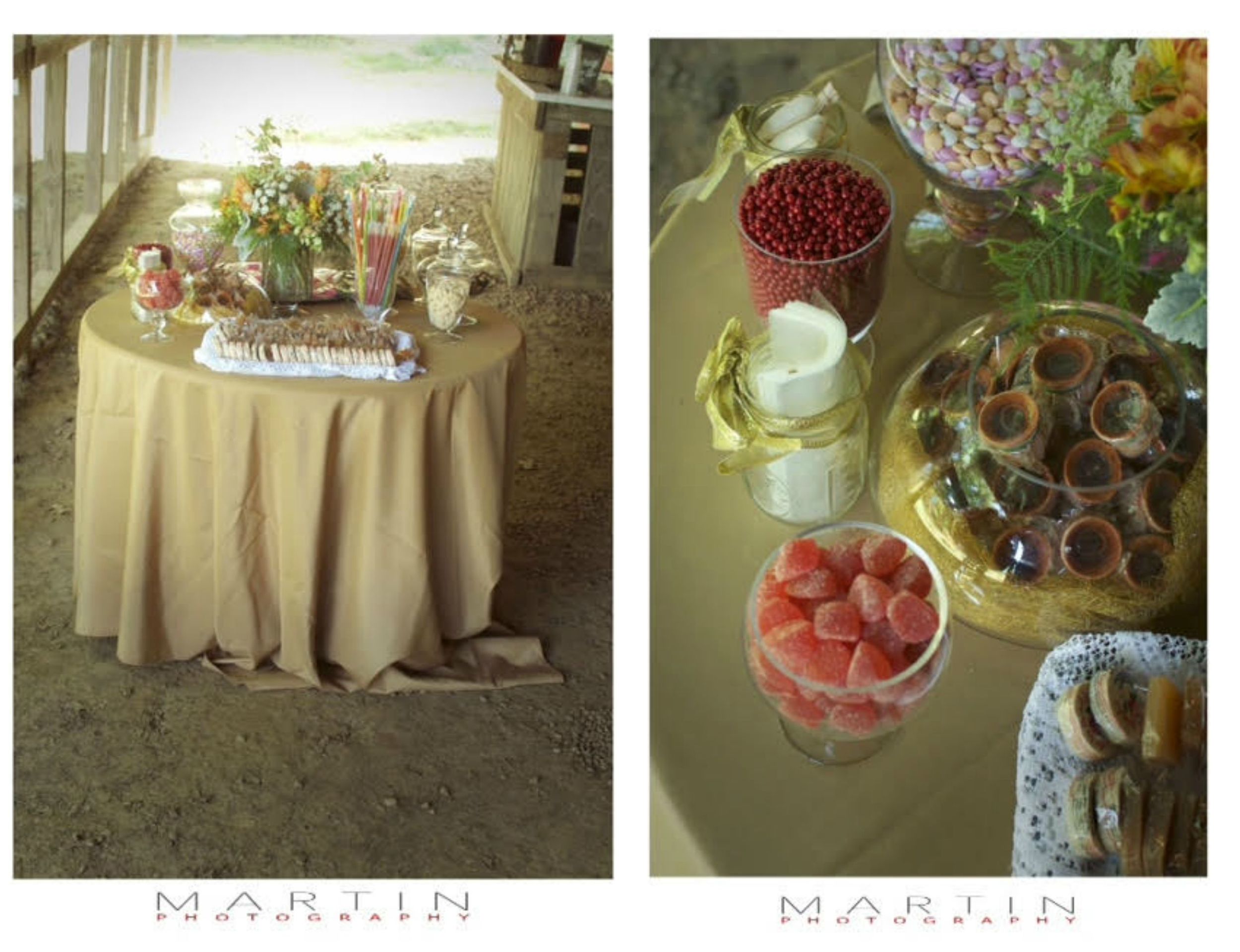Martin's Photography , from Monica + Luis's wedding, which just took place at The Barn on Saturday night! You can see a couple more sneak peeks on our Facebook page . Their candy buffet was full of authentic Mexican candy, and it was suuuuper sweet. ;)
