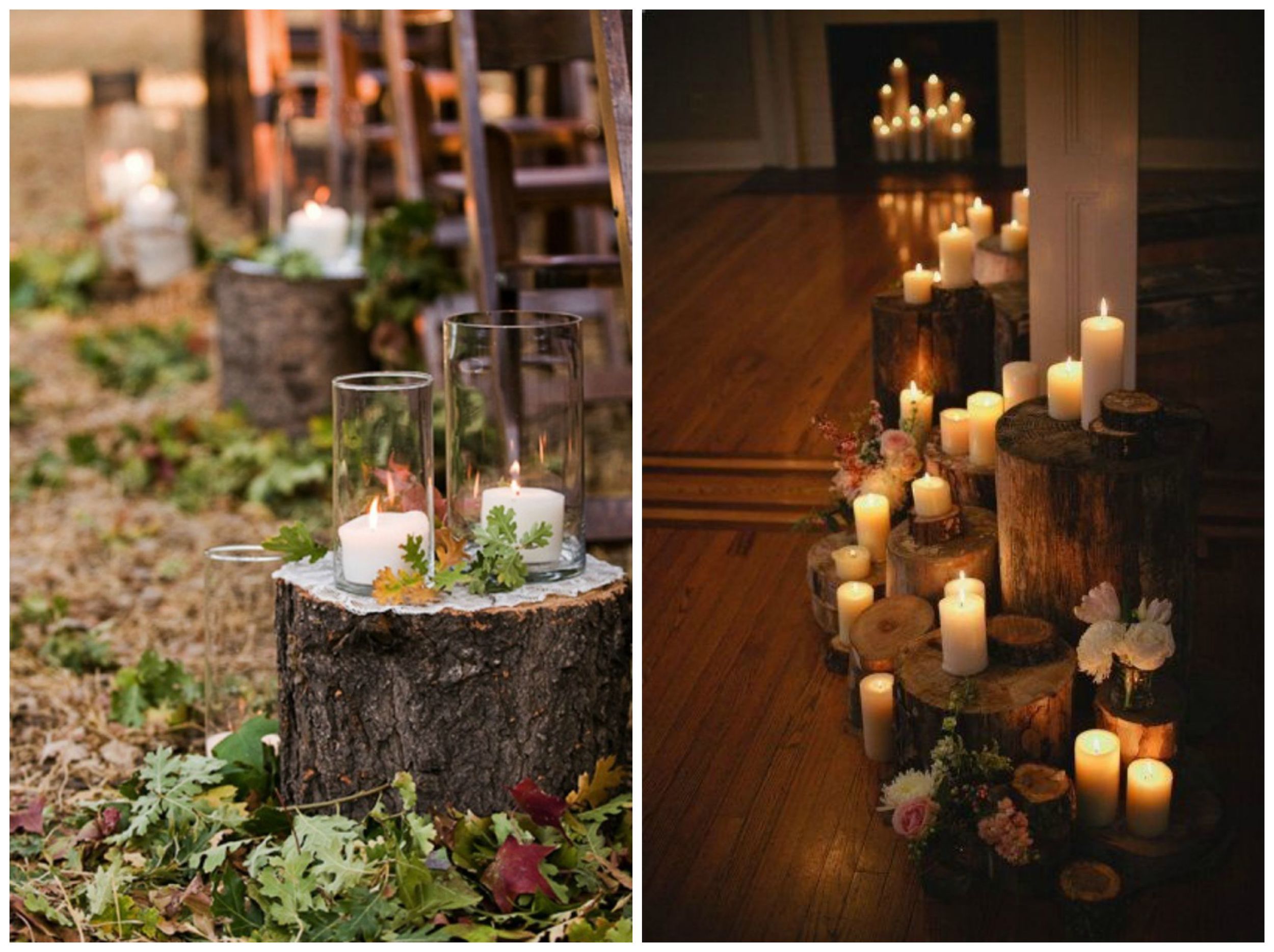 The Natural Wedding Company ; Xaaza Style . Aisles lined with candles + logs are simple, yet they make such a statement!