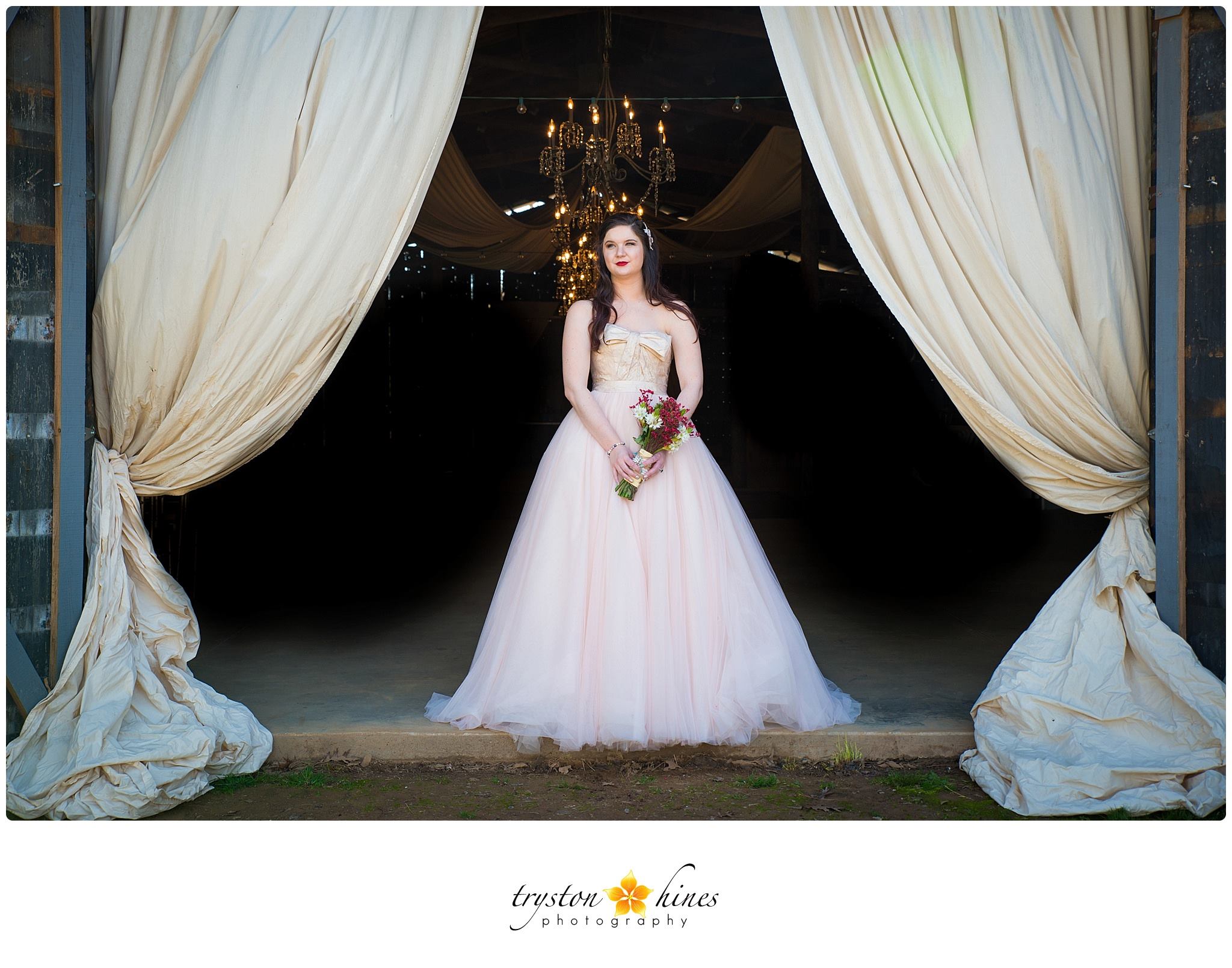 Tryston Hines Photography , from Katie 's bridals. One of my favorite bridal sessions ever! Katie's stunning blush and ivory gown + the beautiful backdrop of The Barn... too much pretty to handle.