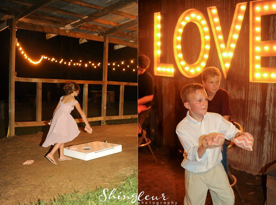 Shingleur Photography , from Cassie + Kyle 's wedding at The Barn. Kids having fun and behaving... this is what we like to see! ;)