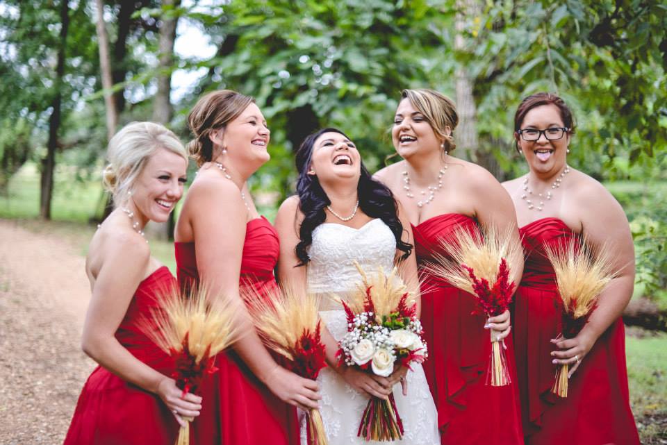 The Kindred Collective , from Jordon + Nick 's wedding at The Barn. I know I talk about this wedding wayyyy too often, but do you see those wheat bouquets?! They were incredible!
