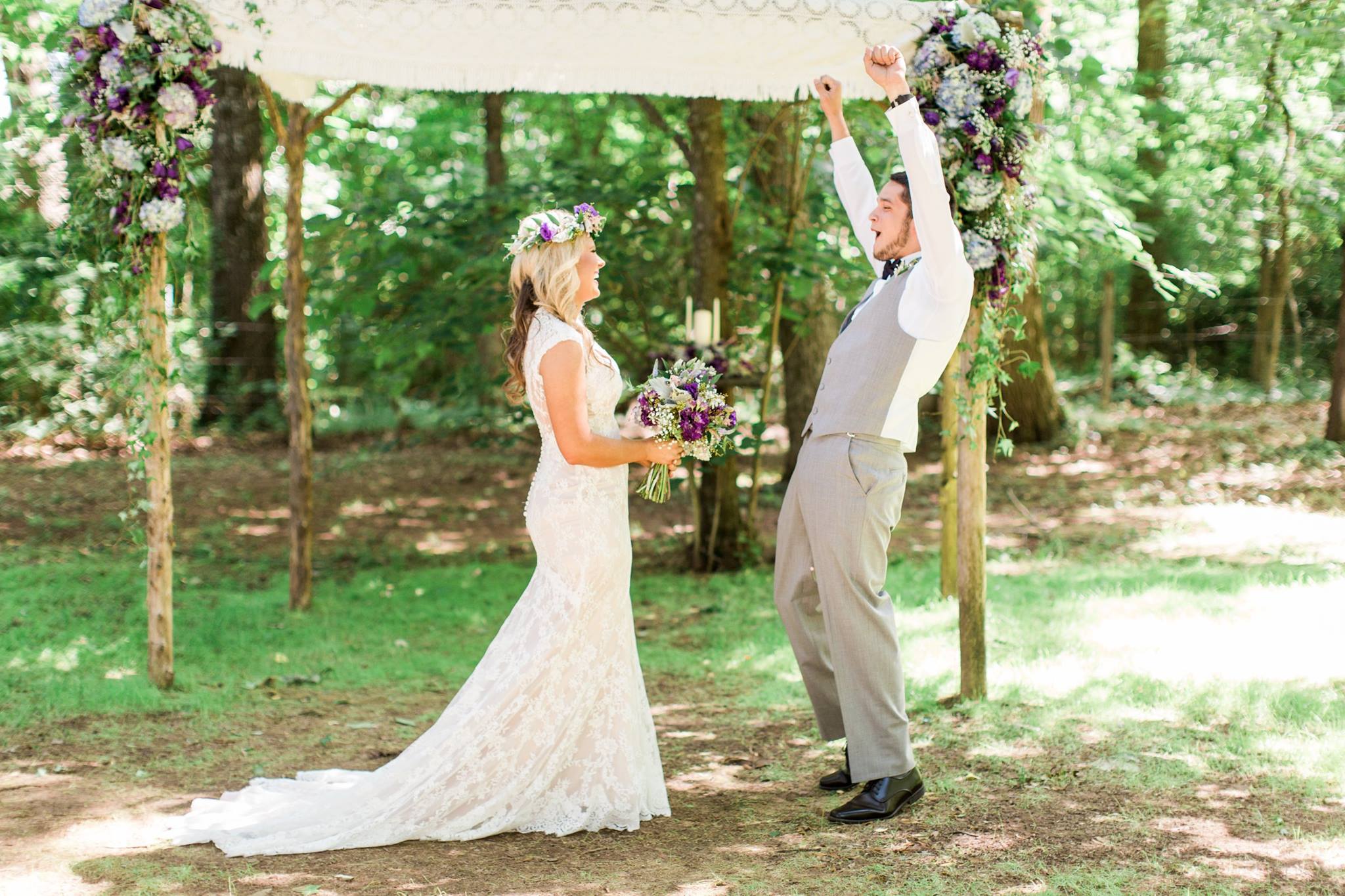 Erin Wilson Photography , from Courtney + Matt's wedding. When your groom looks like he just won the lottery during your first look, you know you've got a good one!