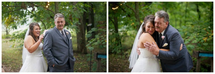 Danielle Davis Art/Photography , from Ashton + Mickey 's wedding. Ashton and Mickey chose to wait until their ceremony to see each other, but Ashton had the absolute sweetest first look with her dad. I wish I could share all the photos from this moment, buuuuut I don't want to make y'all ugly cry. ;)