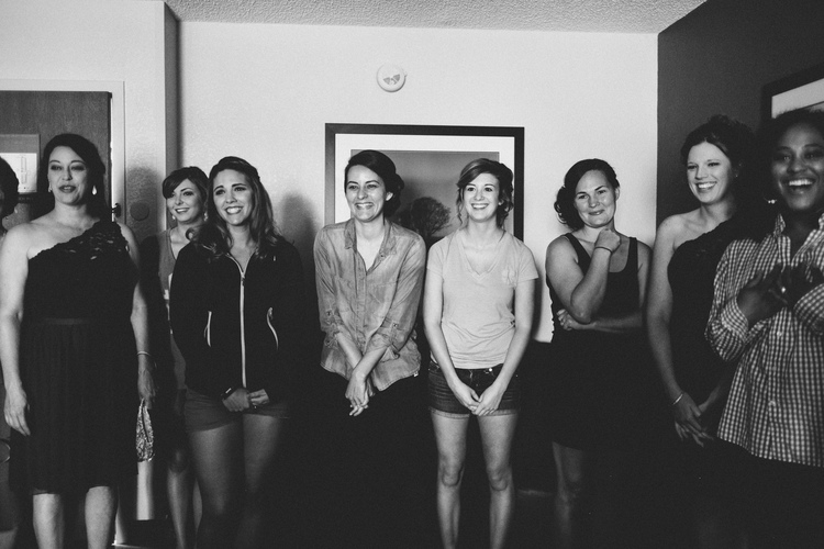 Allison Harp Photography , from A+J 's wedding. A had a first look with her bridesmaids, and their reactions were priceless! 