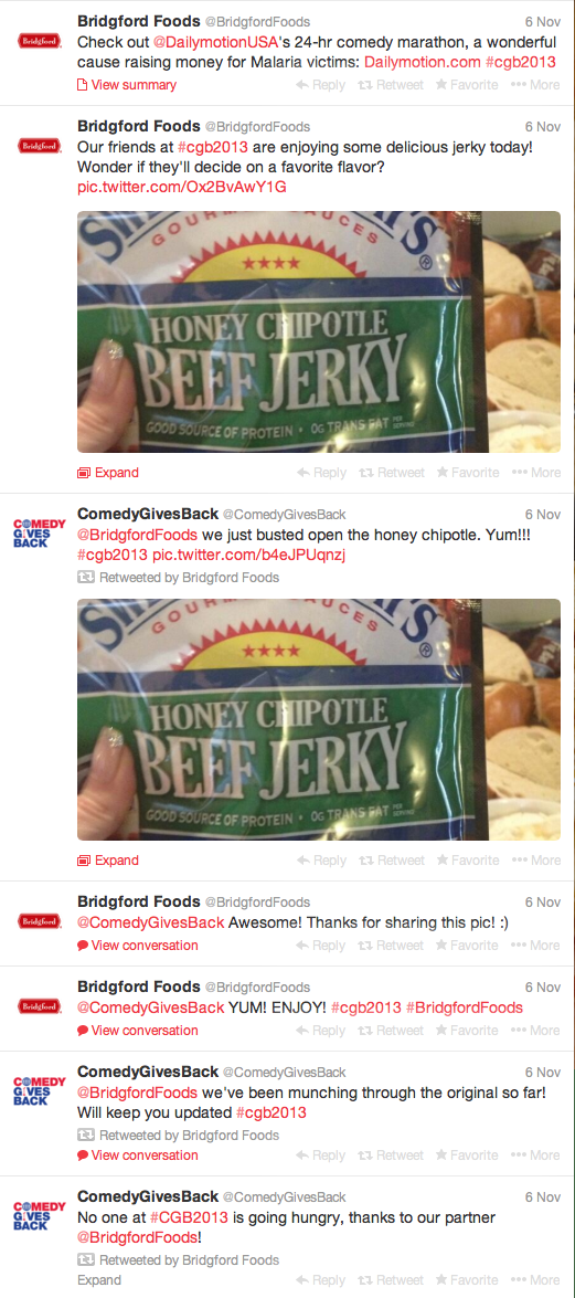Sweet Baby Ray's co-promoting via social media conversation