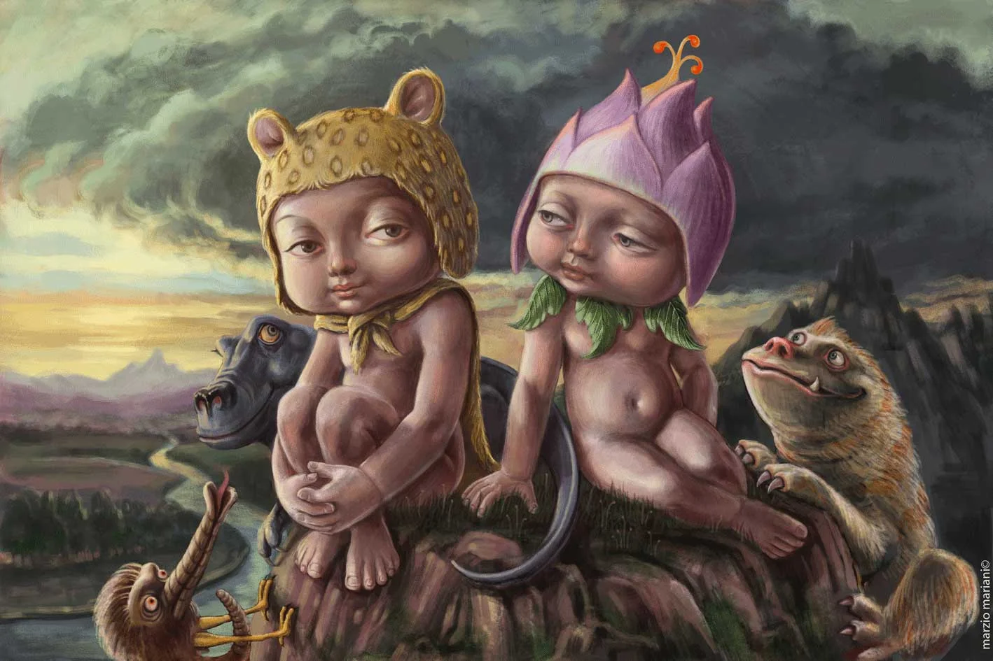 Boy and Girl on a Rock