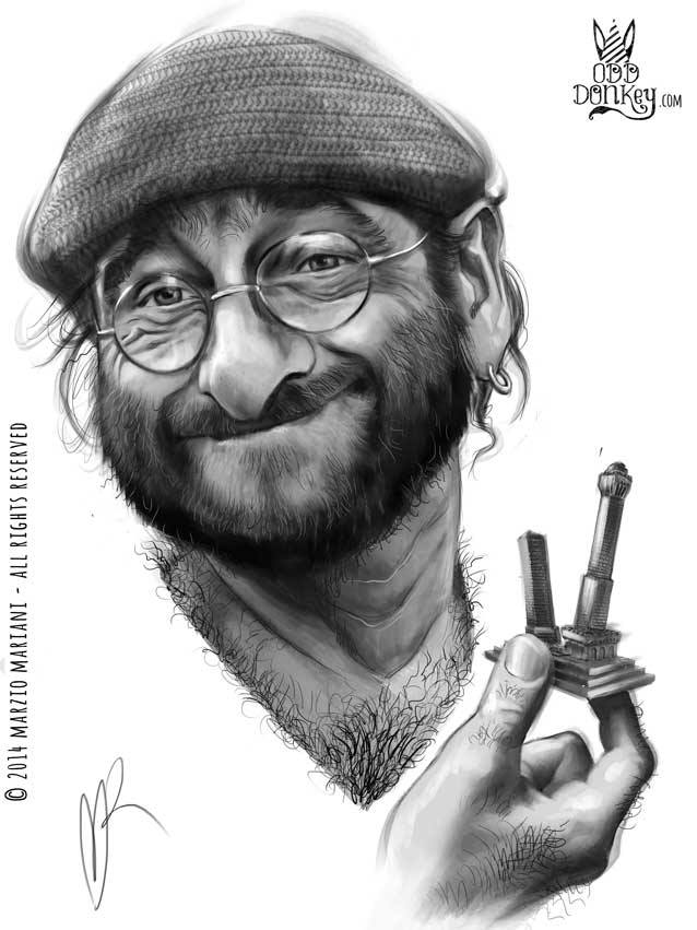 Lucio Dalla caricature by Marzio Mariani (All Rights Reserved)