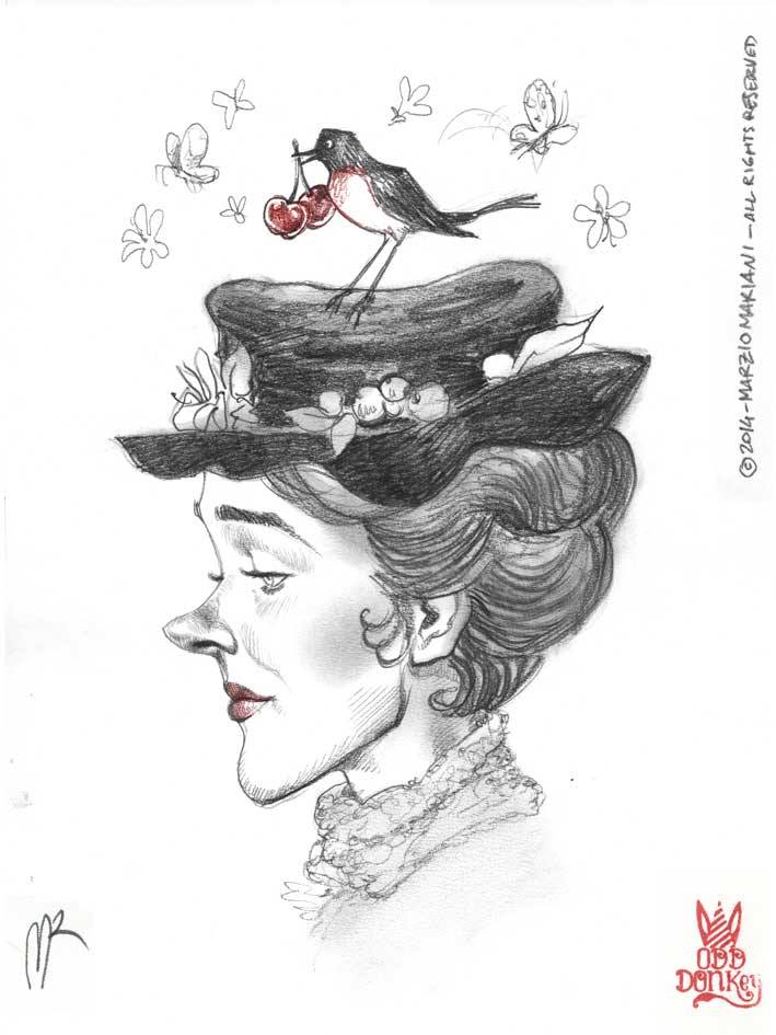 Julie Andrews caricature by Marzio Mariani (All Rights Reserved)