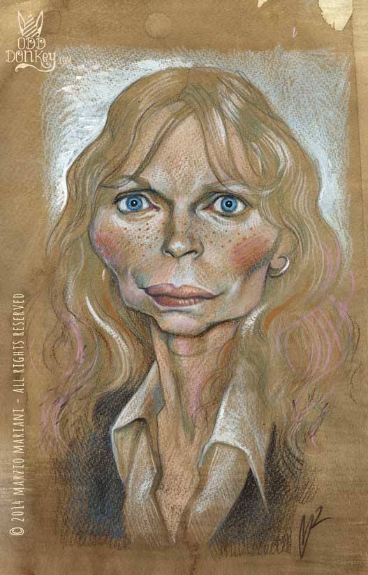 Mia Farrow Caricature by Marzio Mariani (All Rights Reserved)