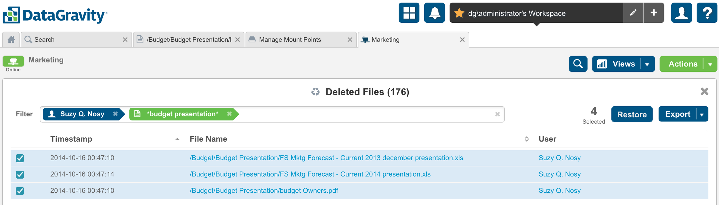 Find Items to Recover Quickly using Search & Filtering