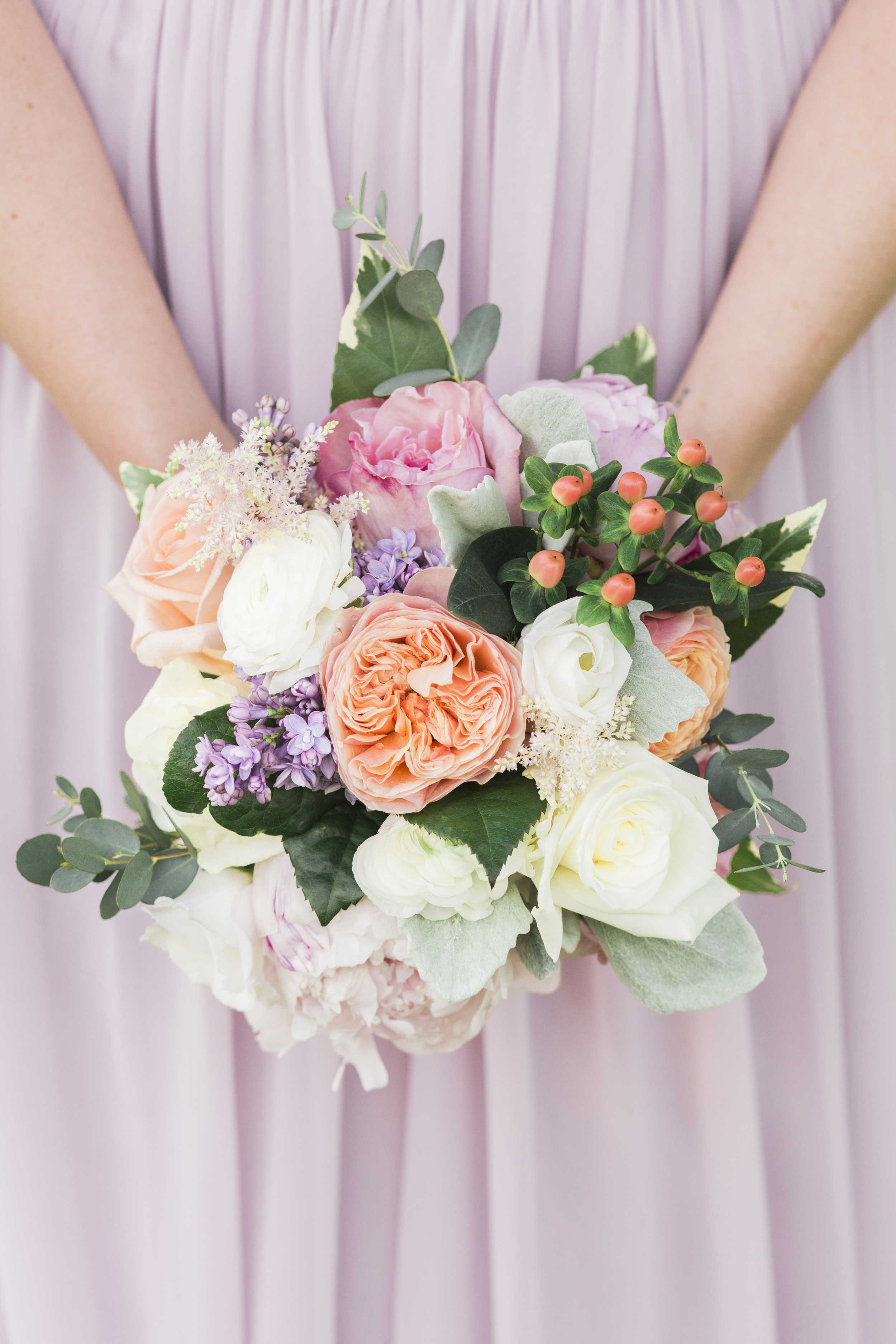 Bridesmaid Bouquet Peach Pink Purple