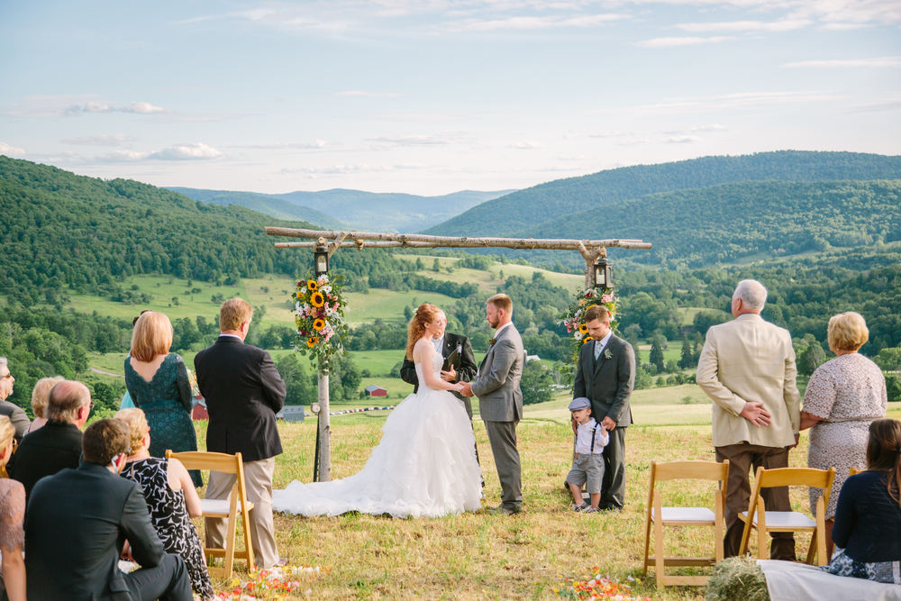 Lauren and Patrick’s rustic farm wedding took place in the mountains of beautiful Andes, New York. Photographs by Hudson-Nichols Photography.