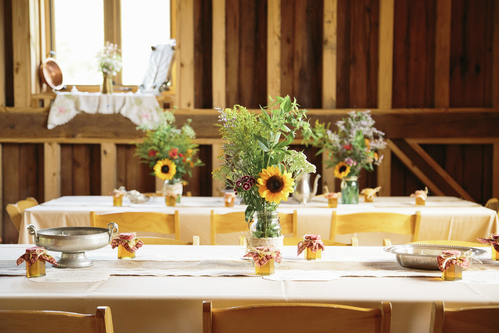 Lauren and Patrick’s rustic farm reception took place in a barn in beautiful Andes, New York. Photographs by Hudson-Nichols Photography.