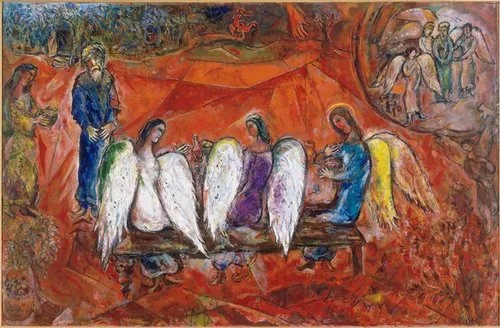 Marc Chagall, Abraham and Three Angels, 1966, oil on canvas