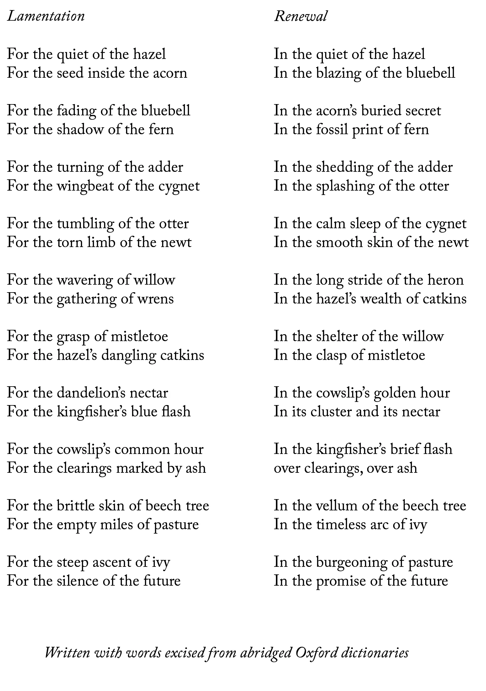 A Spell for Lamentation and Renewal by Ned Balbo