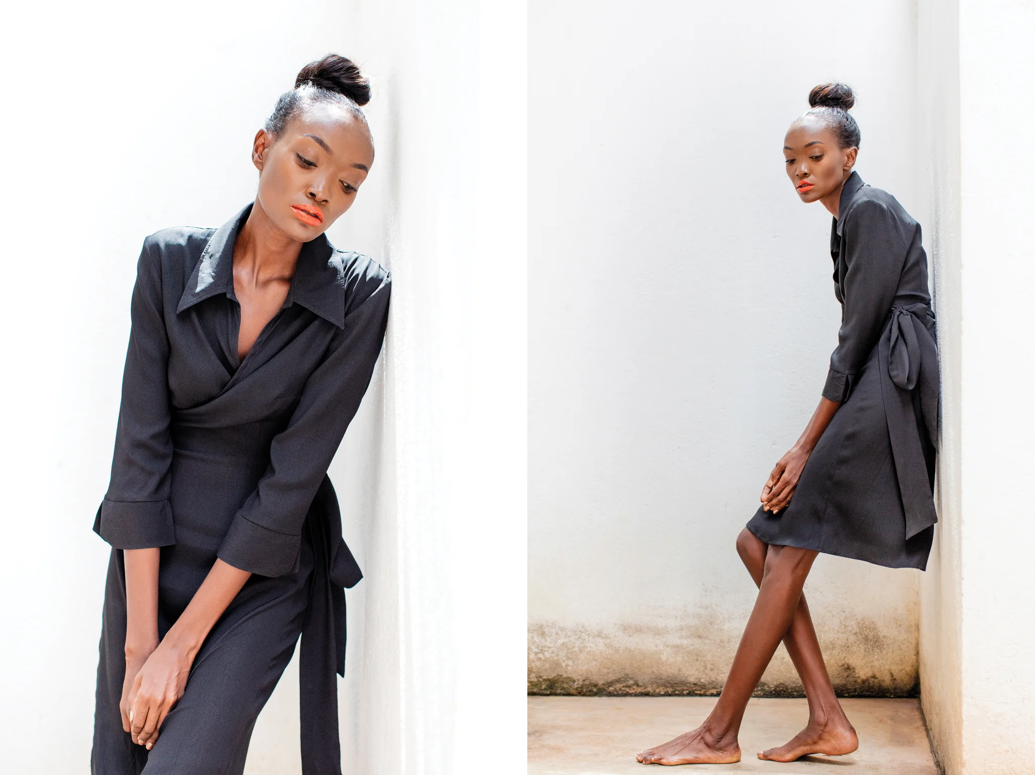 Marlene wrap dress – This versatile wrap, which boasts a bold collar, is an essential piece for every woman’s wardrobe. 97% silk 3% lycra.
