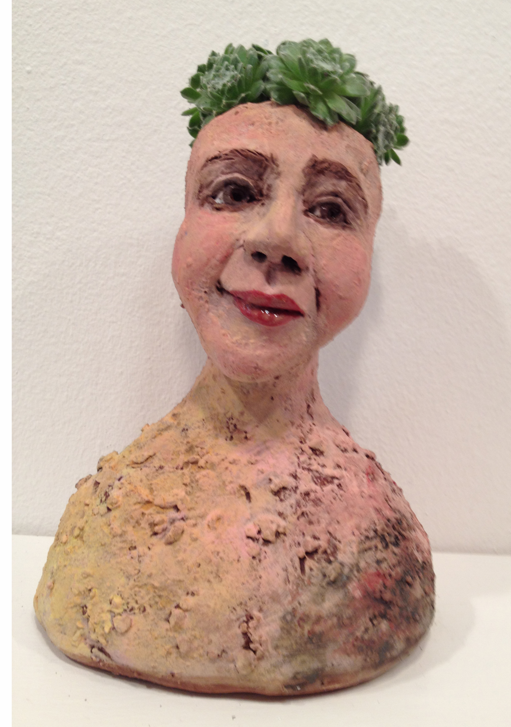 Grace , earthenware, oxides, engobes & succulent plant.