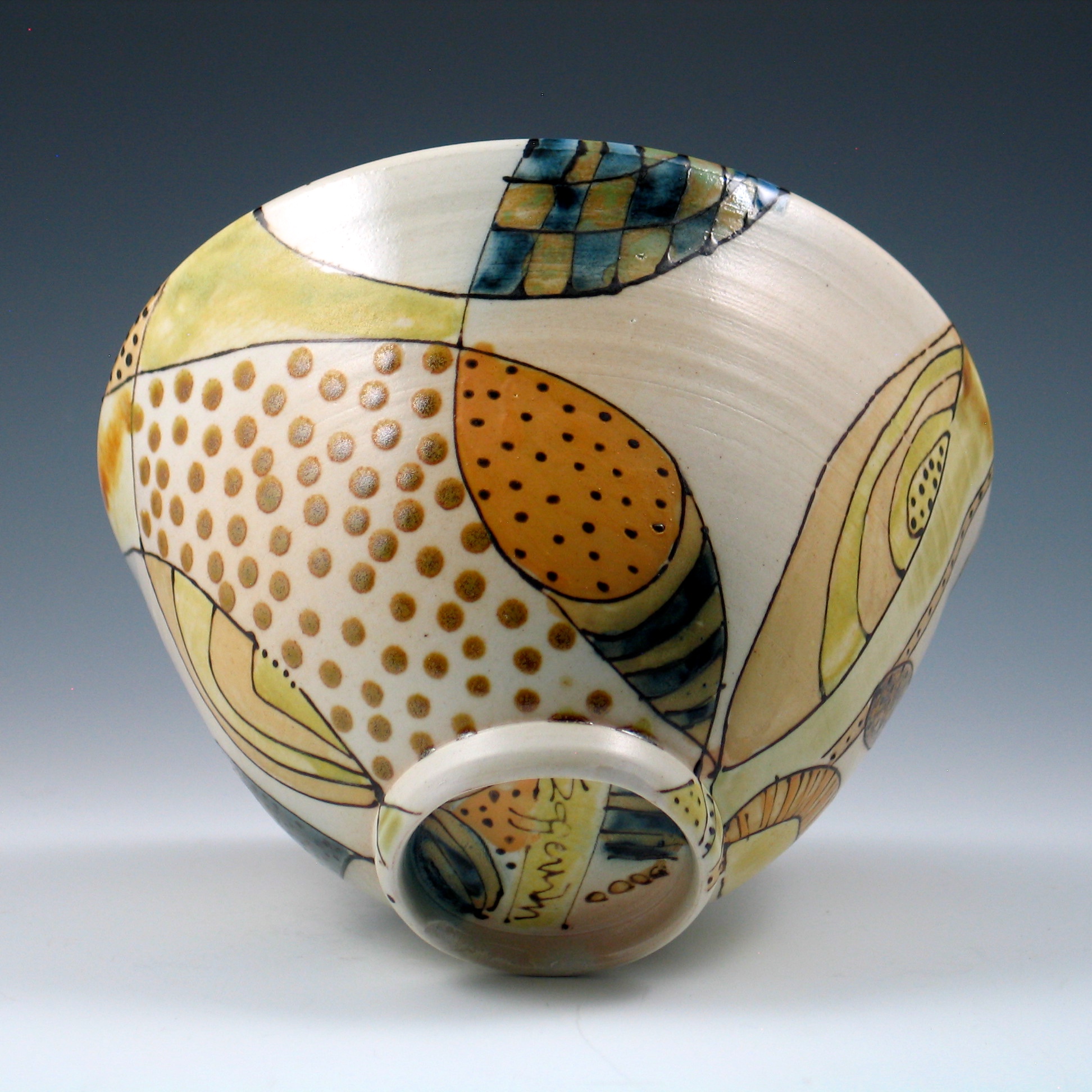 Salt fired bowl with abstract pattern