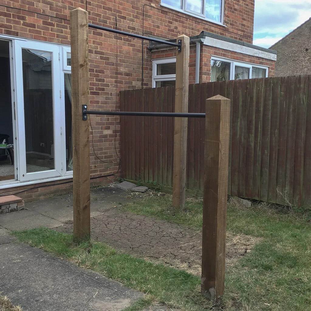 Garden double pull up bar and dip bar installations (gallery 1