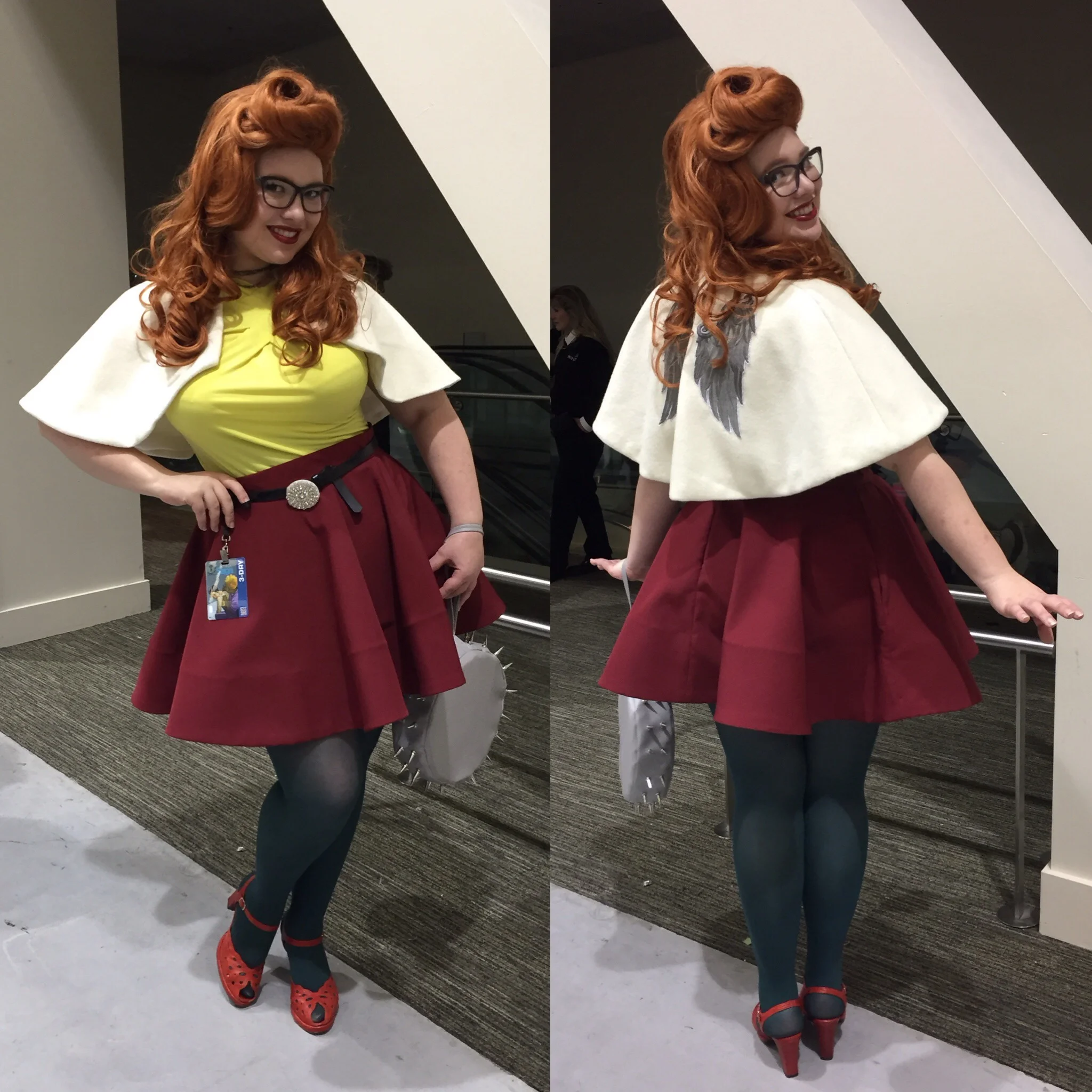 Cape, skirt and purse made by me. All self drafted patterns. Wig made by myself and my sister, Nicole Peloquin 