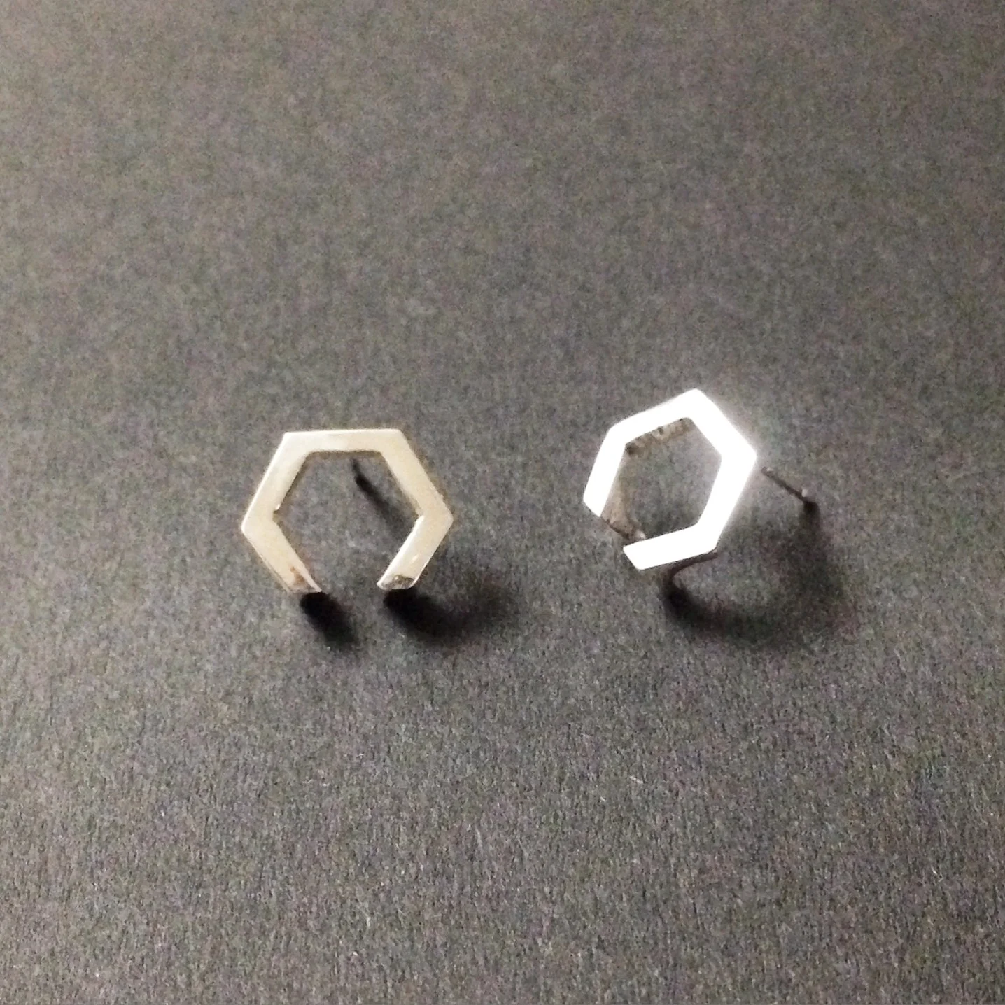 Silver Hexagon studs