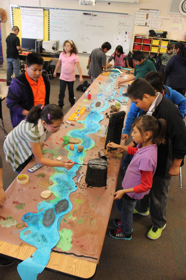  Mara Matteson’s fifth grade class mapping the Santa Fe River after walking a part of the River with me and Dominique Mazeaud. Their map included objects they collected along the way, as well as their stories and poems.   