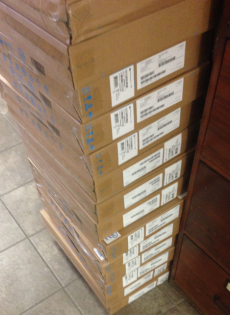 Stack of Chromebooks